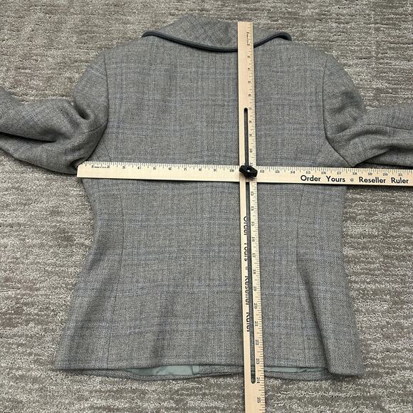 Akris Blazer Womens 6 Gray Plaid Wool Cashmere Four Button Jacket Workwear - Picture 14 of 16